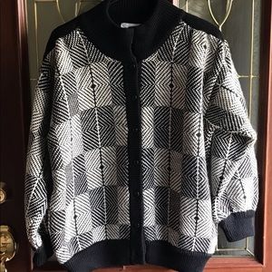 VTG 80s Lambswool/Angora Blend Shoulder Pad Oversized Grandma Cardigan Sz Small